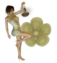 Woman stands on flowers