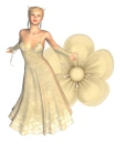 Woman stands on flowers