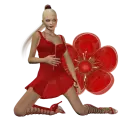 Woman kneels on flower