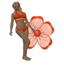 Woman stands on flowers