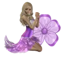Woman kneels on flower