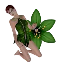 Woman kneels on flower