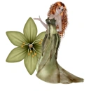 Woman stands on flowers
