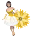 Woman stands on flowers