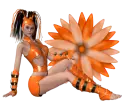 Woman sitting on flowers