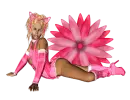 Woman lies on flower