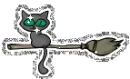 Kitty on broom.