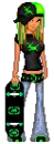 Green skater doll