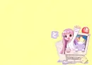 Long haired girl inside the computer