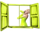 Woman stands in the window
