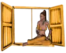 Woman sitting in the window
