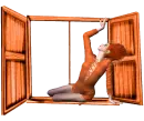 Woman sitting in the window