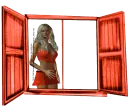 Woman stands in the window