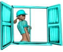 Woman stands in the window