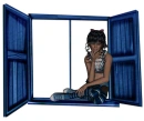 Woman sitting in the window