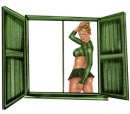 Woman stands in the window