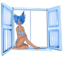 Woman sitting in the window