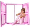 Woman sitting in the window