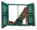 Woman sitting in the window