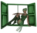 Woman sitting in the window