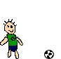 Playing soccer