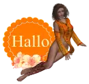 Woman sitting on Label