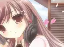 anime girl listening music