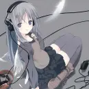 anime girl listening music