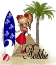 girl on dock in red