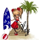 Girl on dock in red