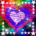 magenta, blue and pink heart