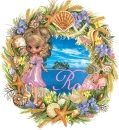Girl on shell wreath