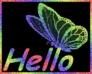 Glitter word Hello with a glittery butterfly