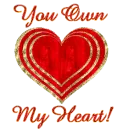 You Own my heart around a red heart with gold glitter