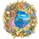 Girl on shell wreath