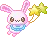 Bunny with star balloons