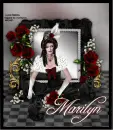 Lady in mirror red roses/marilyn