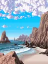 cliff beach water waves