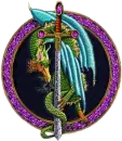 Glittered dragon with sword