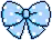 Medium Sized Blue Bow With White Polka Dots.