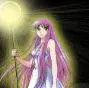Saori as Athena at Saint Seiya
