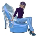 Woman sittings on shoe