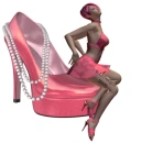 Woman sittings on shoe
