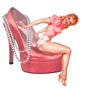Woman sittings on shoe
