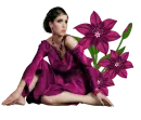 Woman sitting on flowers