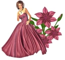 Woman stands on flowers