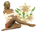 Woman sitting on flowers
