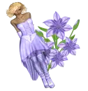 Woman stands on flowers