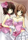 two girl in pink
