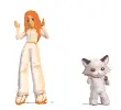 Girl and cat dancing